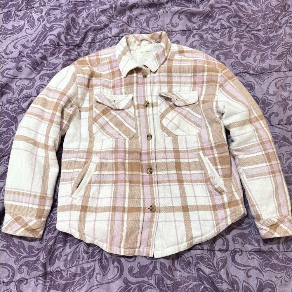 Aeropostale Quilted Jacket with Plaid Accents
